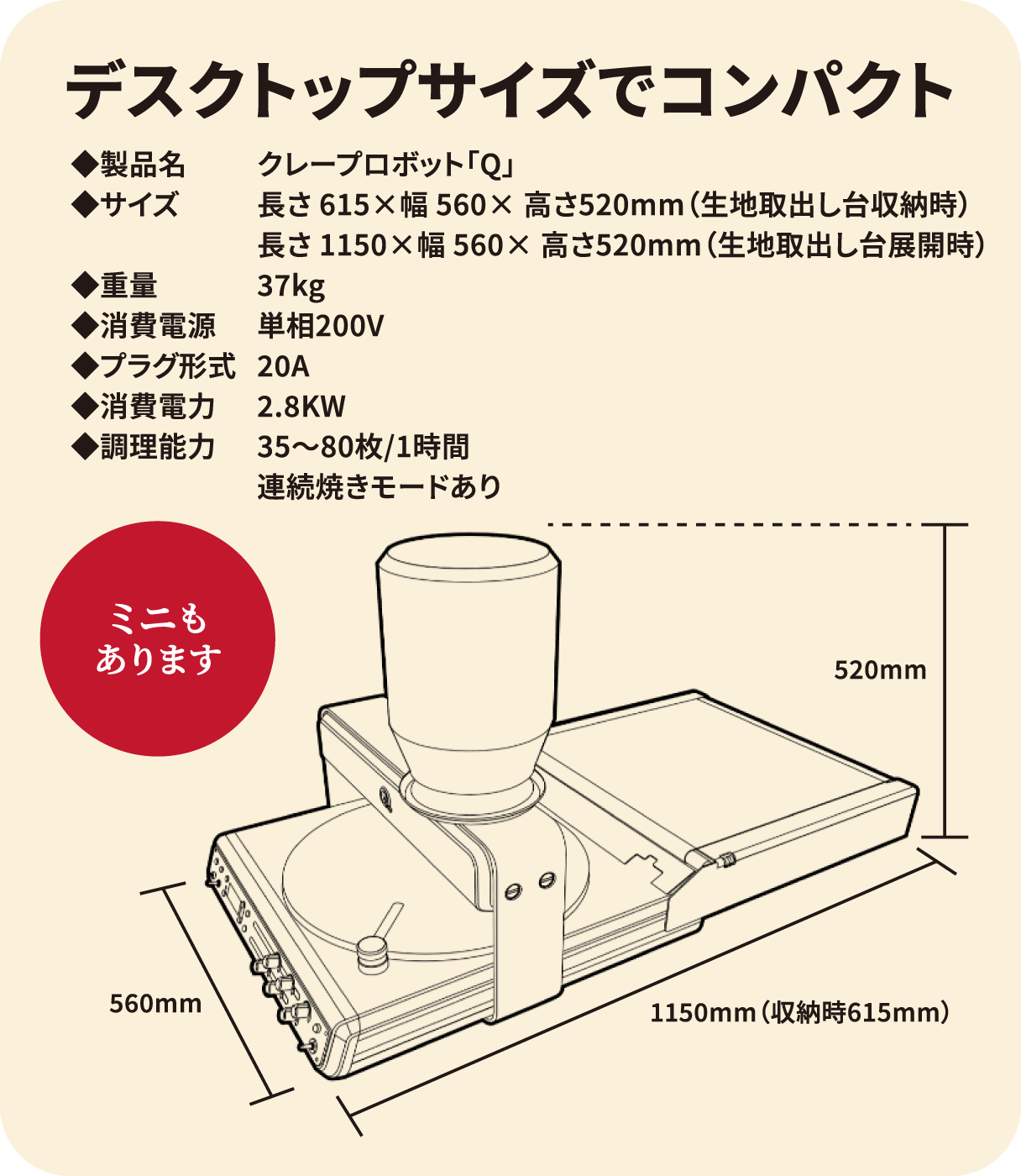 コンパクトサイズ仕様